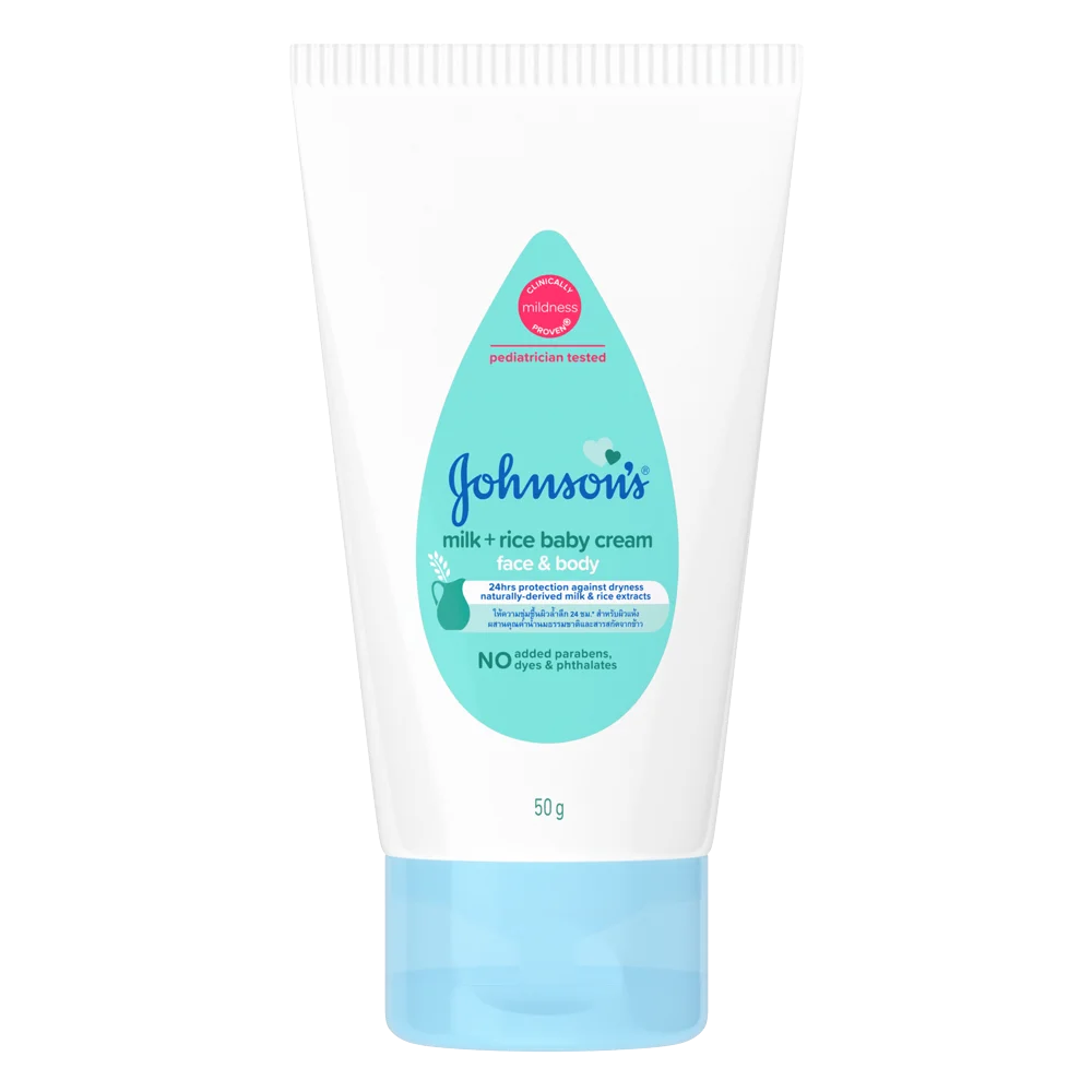 Kem dưỡng da mặt và cơ thể chưá sữa và tinh chất gạo (Tuýp) Johnson baby (50gr)
